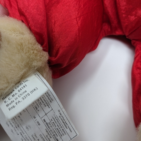 Hallmark Nylon Red Teddy Bear Bow Plush Vintage - Picture 4 of 4